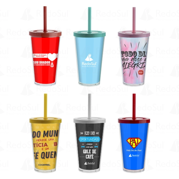 Copo Duplo Personalizado com Canudo Copo Duplo Personalizado com Canudo